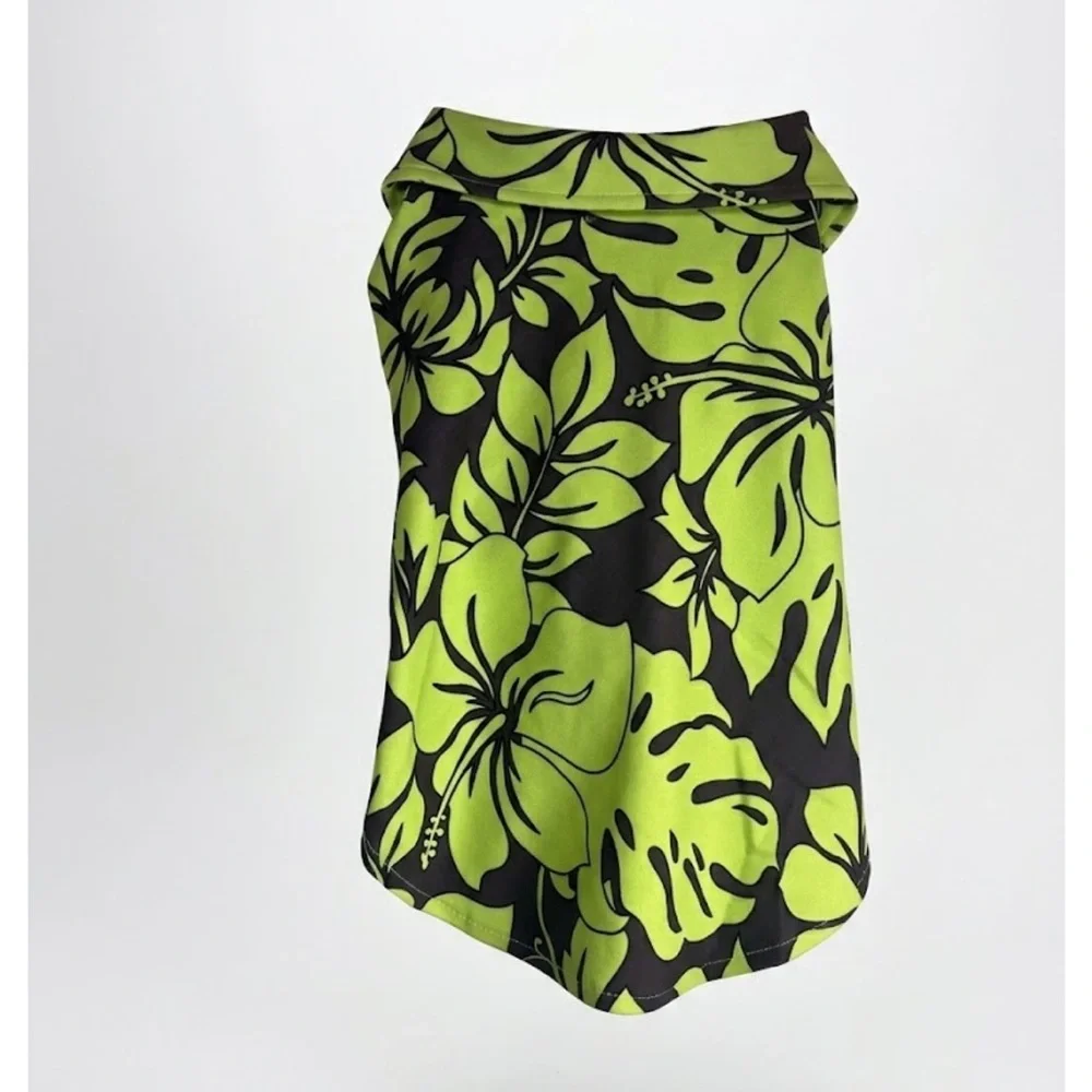 Private Island Green and Black Tropical Dog Shirt size L